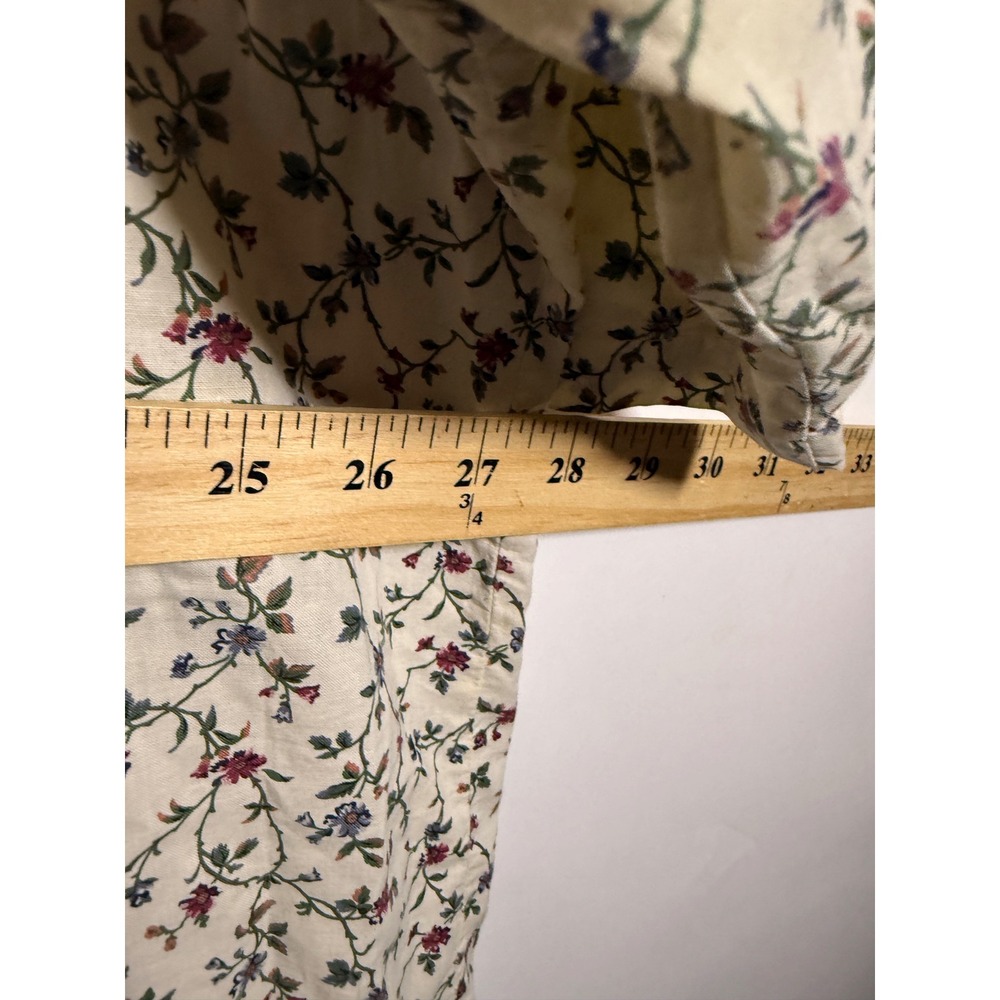 Johnny Cotton Vintage Floral Vine Button Down Shirt Mens XL Made in USA Cream - Picture 7 of 8